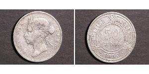 50 Cent British Honduras (1862-1981) Argent Victoria (1819 - 1901)