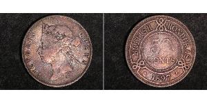 50 Cent British Honduras (1862-1981) Argent Victoria (1819 - 1901)