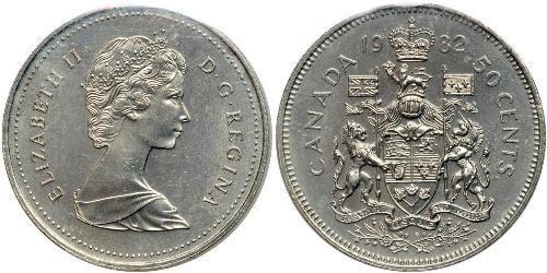 50 Cent Canada Argent Elizabeth II (1926-2022)