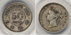 50 Cent Hong Kong Argent Victoria (1819 - 1901)