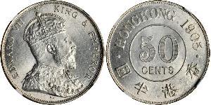 50 Cent Hong Kong Argent Édouard VII (1841-1910)