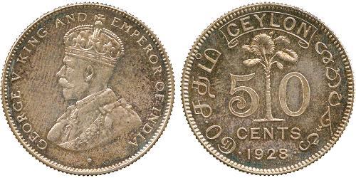 50 Cent Sri Lanka Argent George V (1865-1936)