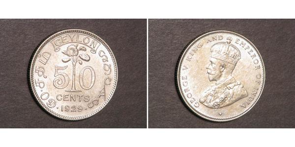 50 Cent Sri Lanka Argent George V (1865-1936)