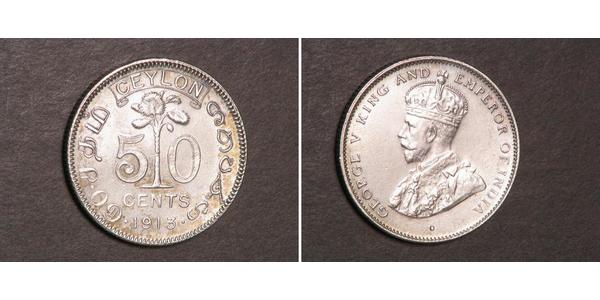 50 Cent Sri Lanka Argent George V (1865-1936)