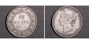 50 Cent Terre-Neuve-et-Labrador Argent Victoria (1819 - 1901)