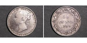 50 Cent Terre-Neuve-et-Labrador Argent Victoria (1819 - 1901)