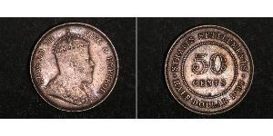 50 Cent Établissements des détroits (1826 - 1946) Argent Édouard VII (1841-1910)