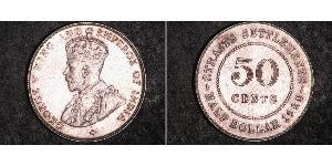 50 Cent Établissements des détroits (1826 - 1946) Argent George V (1865-1936)