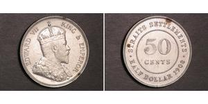 50 Cent Établissements des détroits (1826 - 1946) Argent Édouard VII (1841-1910)