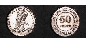 50 Cent Établissements des détroits (1826 - 1946) Argent George V (1865-1936)