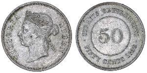 50 Cent Établissements des détroits (1826 - 1946) Argent Victoria (1819 - 1901)