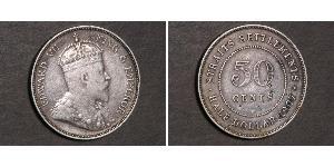 50 Cent Établissements des détroits (1826 - 1946) Argent Édouard VII (1841-1910)