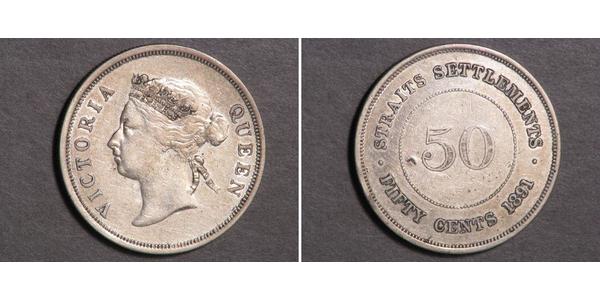50 Cent Établissements des détroits (1826 - 1946) Argent Victoria (1819 - 1901)