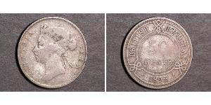 50 Cent British Honduras (1862-1981) Argento Vittoria (1819 - 1901)