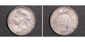 50 Cent British Honduras (1862-1981) Argento Vittoria (1819 - 1901)