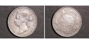 50 Cent British Honduras (1862-1981) Argento Vittoria (1819 - 1901)