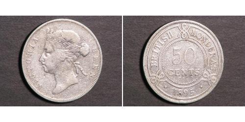 50 Cent British Honduras (1862-1981) Argento Vittoria (1819 - 1901)