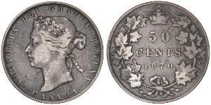 50 Cent Canada Argento Vittoria (1819 - 1901)