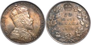 50 Cent Canada Argento Edoardo VII (1841-1910)