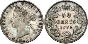 50 Cent Canada Argento Vittoria (1819 - 1901)