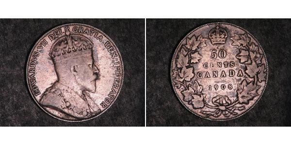 50 Cent Canada Argento Edoardo VII (1841-1910)