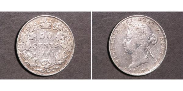 50 Cent Canada Argento Vittoria (1819 - 1901)