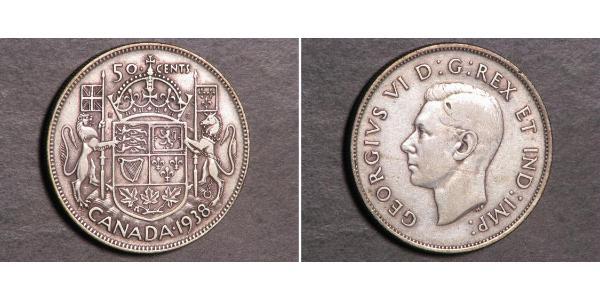 50 Cent Canada Argento Giorgio VI (1895-1952)