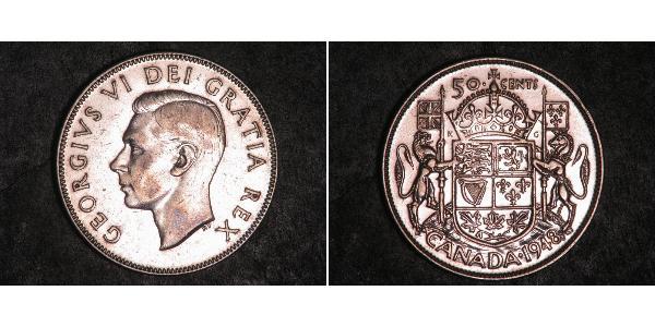 50 Cent Canada Argento Giorgio VI (1895-1952)