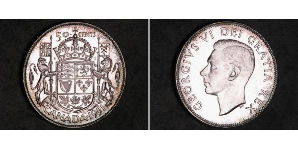 50 Cent Canada Argento Giorgio VI (1895-1952)