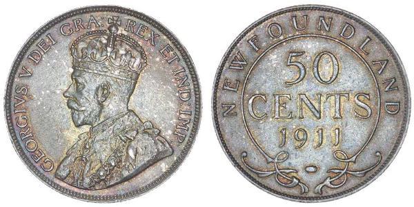 50 Cent Canada Argento Giorgio V (1865-1936)