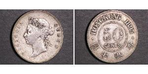 50 Cent Hong Kong Argento Vittoria (1819 - 1901)