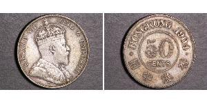 50 Cent Hong Kong Argento Edoardo VII (1841-1910)