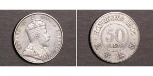 50 Cent Hong Kong Argento Edoardo VII (1841-1910)