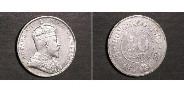 50 Cent Hong Kong Argento Edoardo VII (1841-1910)