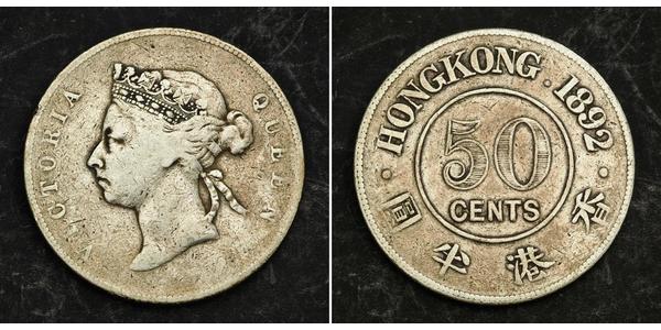 50 Cent Hong Kong Argento Vittoria (1819 - 1901)