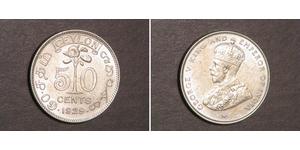 50 Cent Sri Lanka Argento Giorgio V (1865-1936)