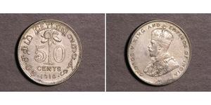 50 Cent Sri Lanka Argento Giorgio V (1865-1936)