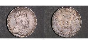 50 Cent Terranova e Labrador Argento Edoardo VII (1841-1910)