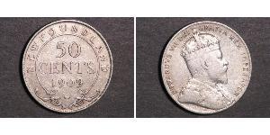 50 Cent Terranova e Labrador Argento Edoardo VII (1841-1910)