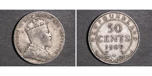 50 Cent Terranova e Labrador Argento Edoardo VII (1841-1910)