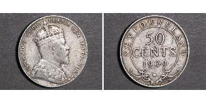 50 Cent Terranova e Labrador Argento Edoardo VII (1841-1910)