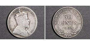 50 Cent Terranova e Labrador Argento Edoardo VII (1841-1910)