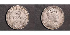 50 Cent Terranova e Labrador Argento Edoardo VII (1841-1910)
