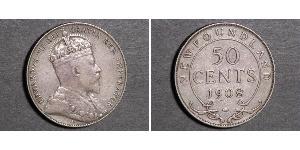 50 Cent Terranova e Labrador Argento Edoardo VII (1841-1910)
