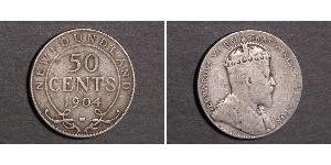 50 Cent Terranova e Labrador Argento Edoardo VII (1841-1910)