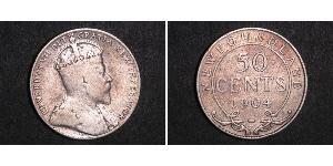 50 Cent Terranova e Labrador Argento Edoardo VII (1841-1910)
