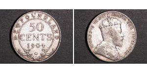 50 Cent Terranova e Labrador Argento Edoardo VII (1841-1910)