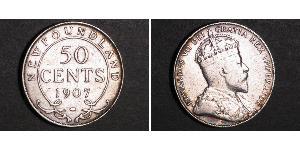 50 Cent Terranova e Labrador Argento Edoardo VII (1841-1910)
