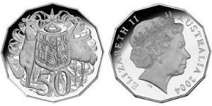 50 Cent Australia (1939 - ) Copper/Nickel Elizabeth II (1926-2022)