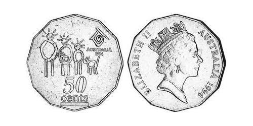 50 Cent Australia (1939 - ) Copper/Nickel Elizabeth II (1926-2022)